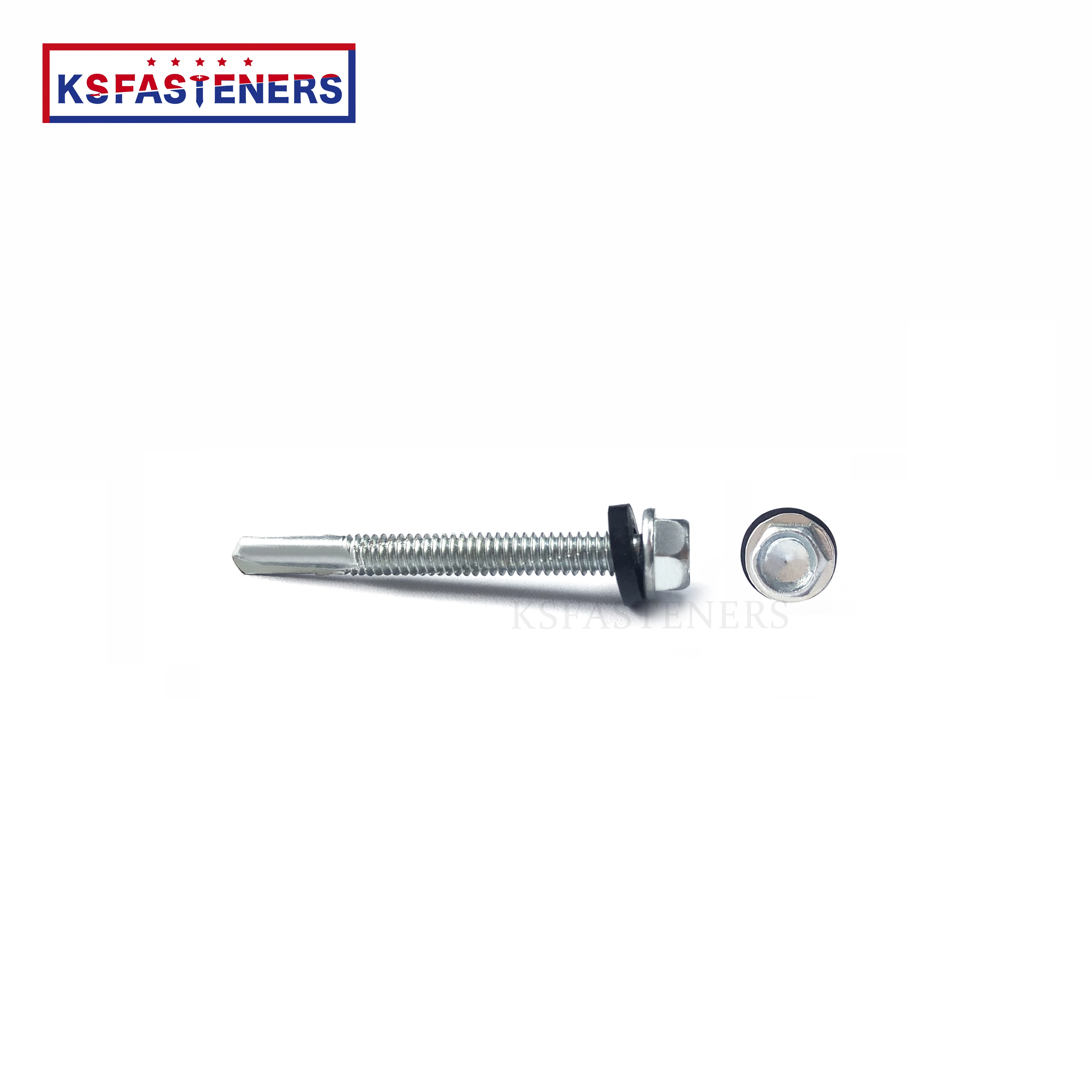 China Manufacturer Galvanized DIN7504K Hex Washer Head Self Drilling Screw With Long Drill Fasteners Metal Screws