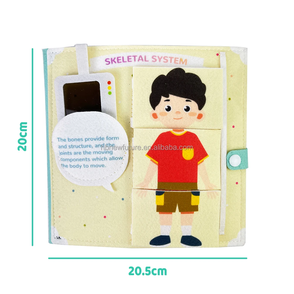 New Design busy book Early childhood education fabric science Human body Anatomy books learning about body structure for kids