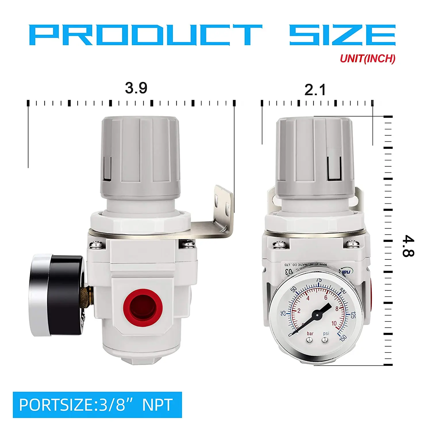NANPU 3/8 Inch BSP SMC Type AR3000-03 Pneumatic Air Source Treatment Air Filter Pressure Regulators