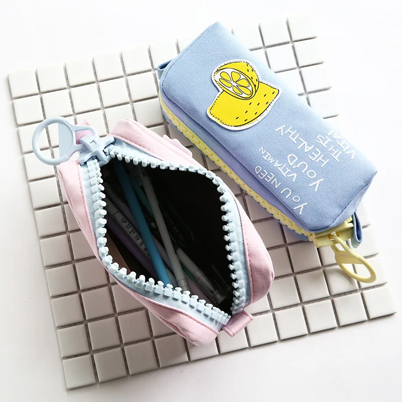 Fruit Pencil Case Cute Korean School Pencil Case for Boys Girls Large Big Zipper Pen Bag Box Stationery Pouch