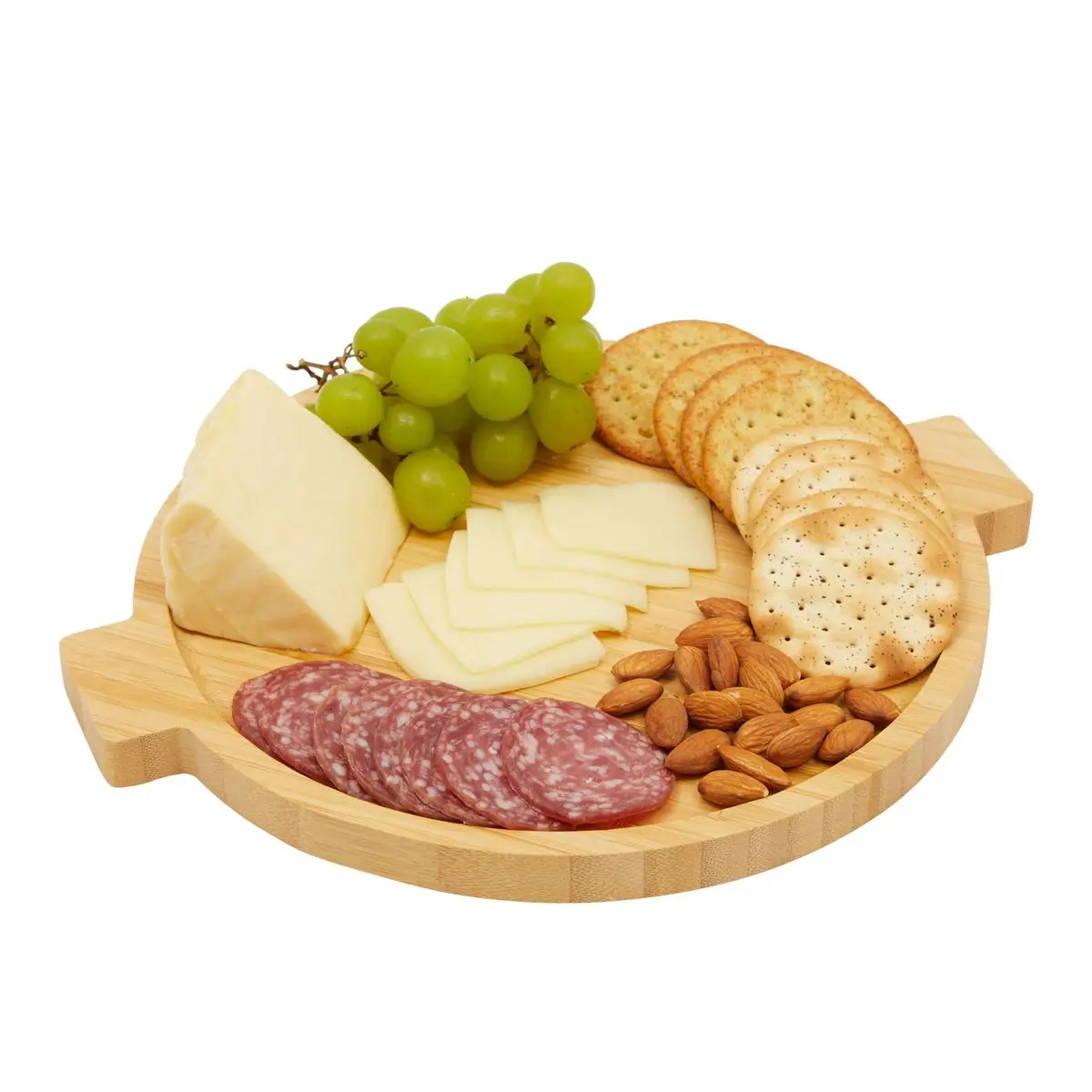 Bamboo round serving tray wooden steak snack fruit plates for party