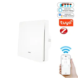 Tuya ZigBee Smart Light push button Switch No Neutral Wire No Capacitor Smart Life 2/3 Way Works with Alexa Google Home 2qtt