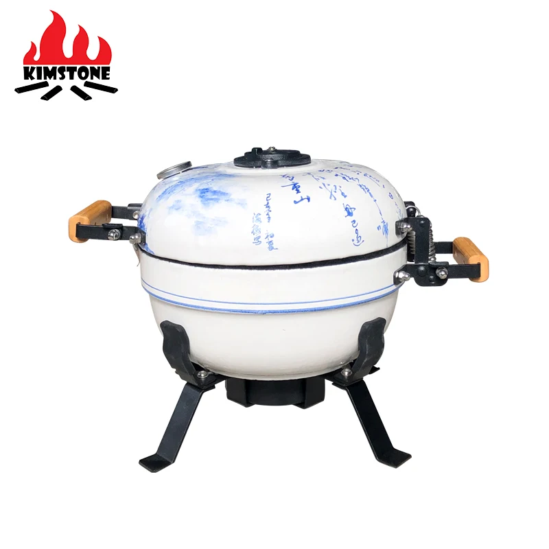 BBQ Outdoor Charcoal Smoker Easy Camping Fishing Mini Auplex Kamado 12inch Portable Ceramic Grill