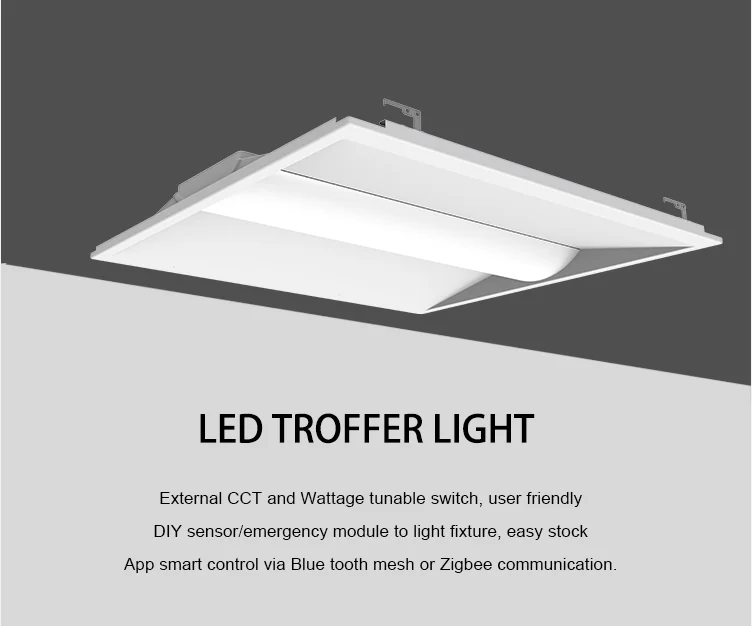 Surface mounted 600x600 2x2ft 25w 36w smart led troffer retrofit kit light