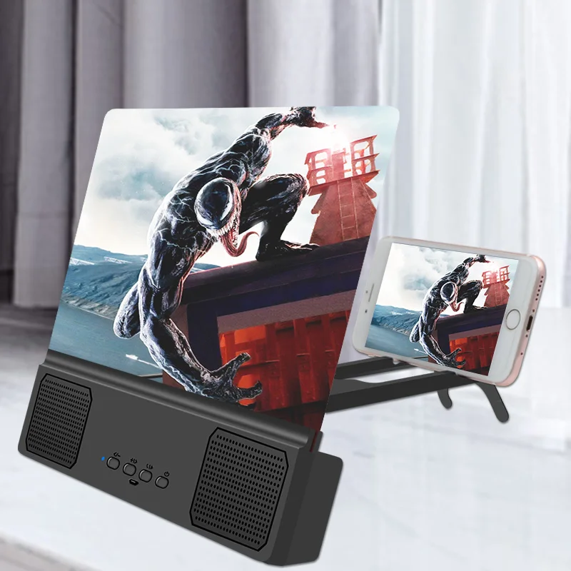 12/14 Inch Enlarger Mobile Phone Screen Amplifier And Bluetooth Speaker 3D HD Video Magnifier Desk Holder For Celular Cellphone