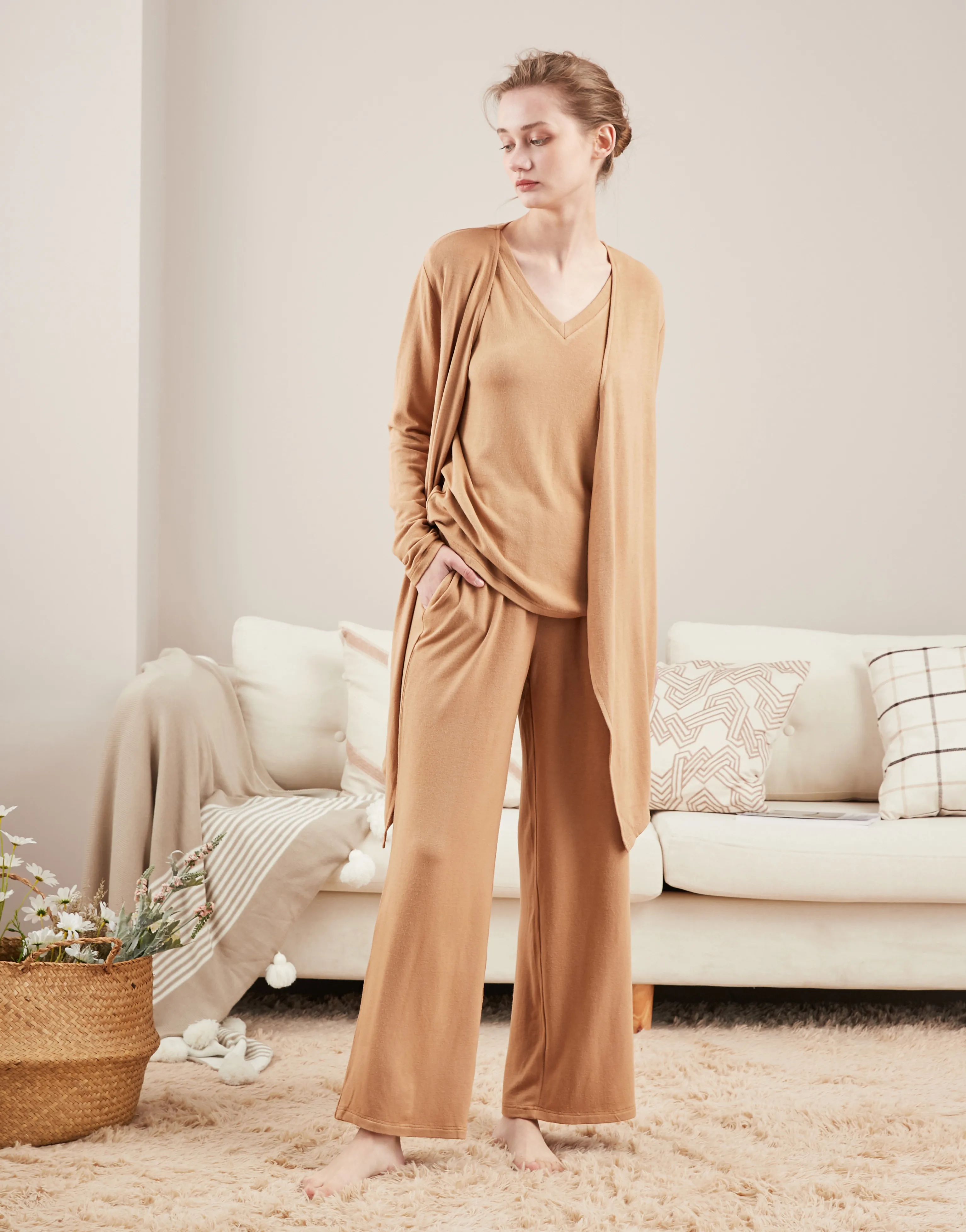 L101 Women lounge wear sets cozy 95%viscose 5%spandex loungewear women cheap 2pc womens lounge sets pajamas