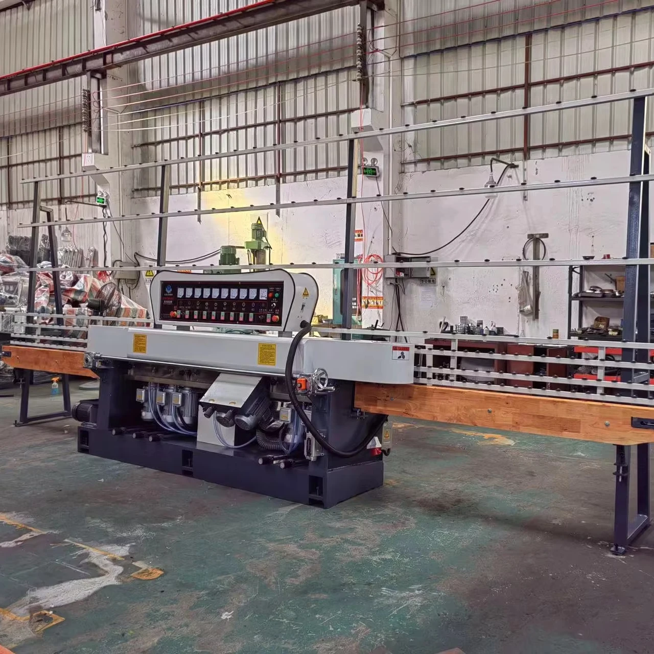 9 Motors Glass Edging Machine Straight Line Glass Edge Polishing Machine