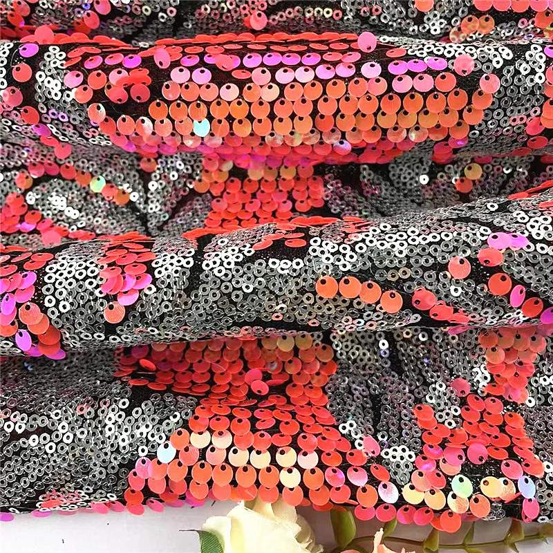 2022 new 2 colors sequins embroidery stage clothing 3mm+5mm High mesh ground tulle 130 cm width fabric