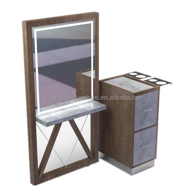Fantastic salon station with mirror attractive barber mirror station double sided hair salon mirror station with led light