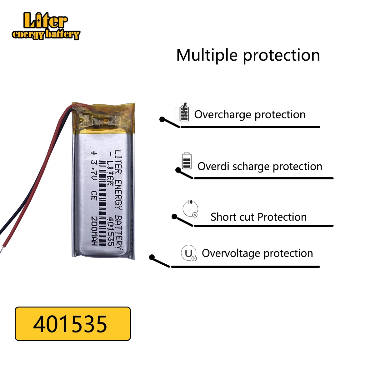 3.7V 200mAh 401535 Polymer Lithium Ion Li-Ion Battery for Earphone TWS BATTERY HOUSE Headphone