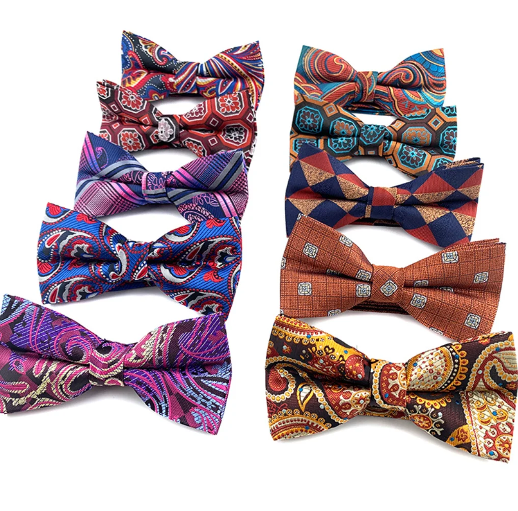 Hot Sales Luxury Paisley Bow tie Custom Jacquard Woven Polyester Lattice Bow ties For Men