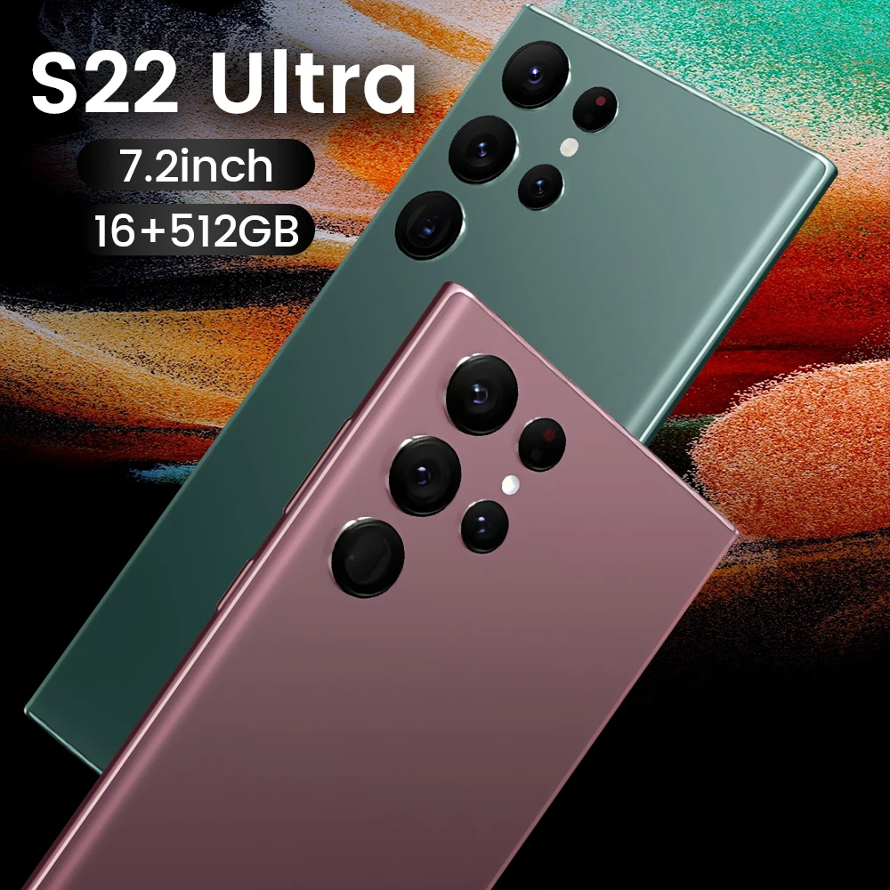 2022 Global Version Original S22 Ultra 16GB+512GB Android 7.2Inch Smartphones 5G Unlocked Cellphones Dual SIM Card Mobile Phones