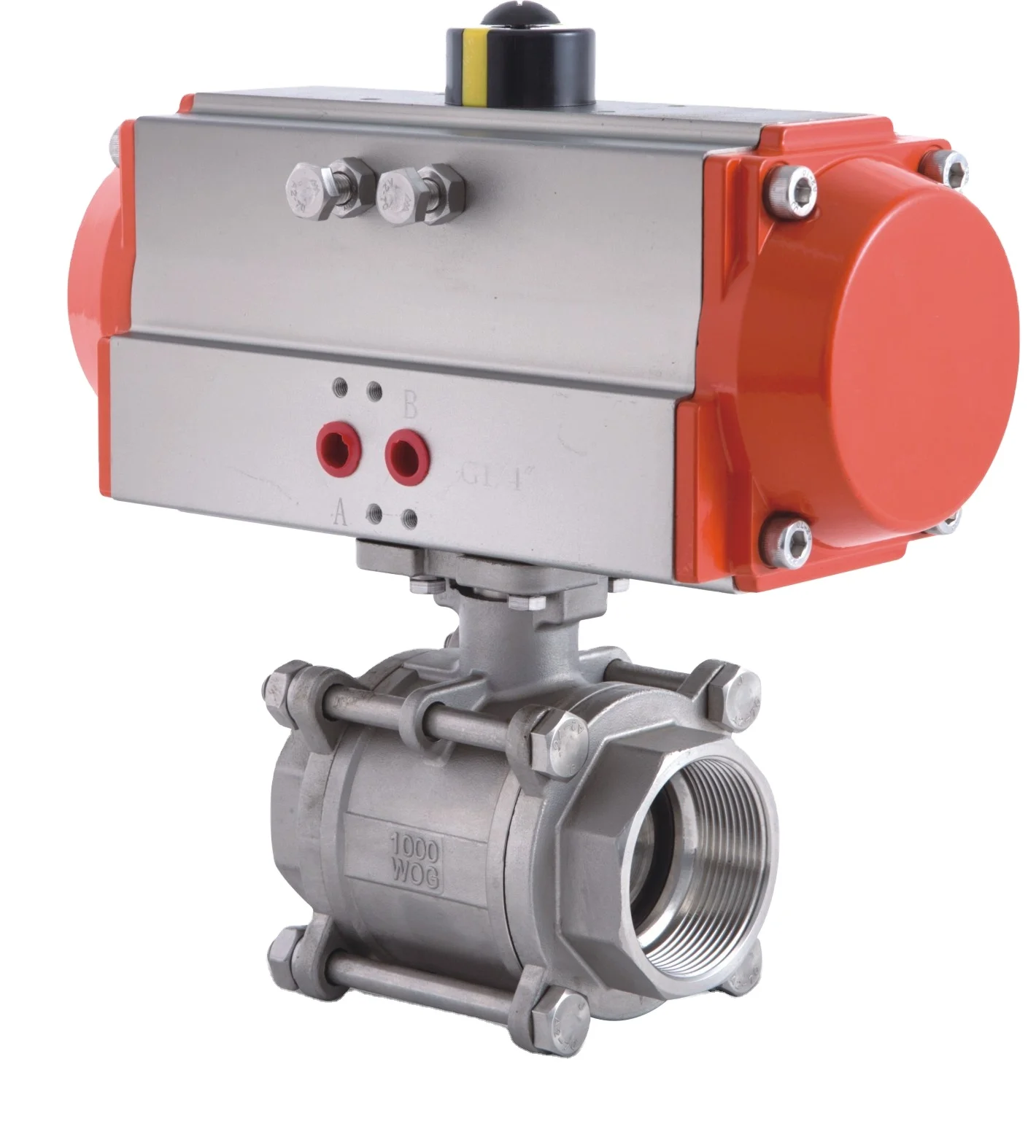 Electric stainless steel actuator 3 piece pneumatic thread ball valve