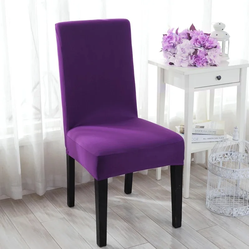 Free Sample Covers Dining Chair Universal Spandex purple chair covers For Family Decoration