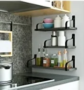 Wholesale Floating Shelves Wall Mounted Rustic Wood Wall Shelves Set of 3 for Bedroom Living Room Bathroom Kitchen Grey