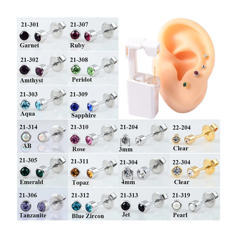 Hot Wholesale Stainless Steel Ear Piercing Kit Top Quality Silver Plating  Ear Piercing Tool Set Piercing Gun