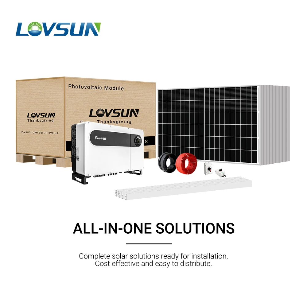 All In One Photovoltaic Solution 100KW 120KW 125KW On Grid Tied Solar Power System with Growatt Inverter and 580w Solar Panels