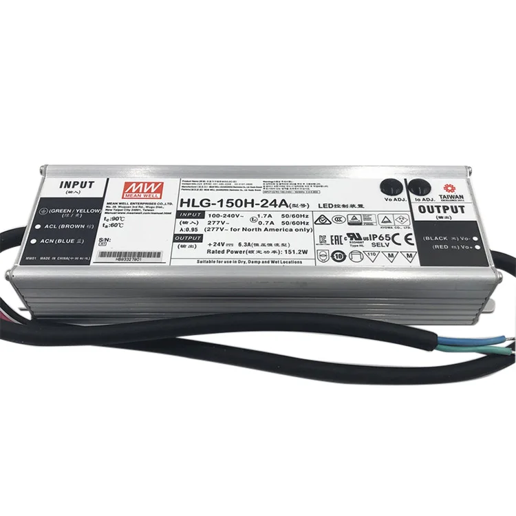 Meanwell Power Supply Led Driver 150W Waterproof Constant Voltage Constant Current Led Driver Mean Well HLG-150