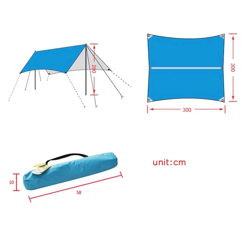 Waterproof Outdoor Awning Hammock Tarp Rain Booming Camping Tent Sun Shelter Garages Canopies Hiking Beach Tent Canopy