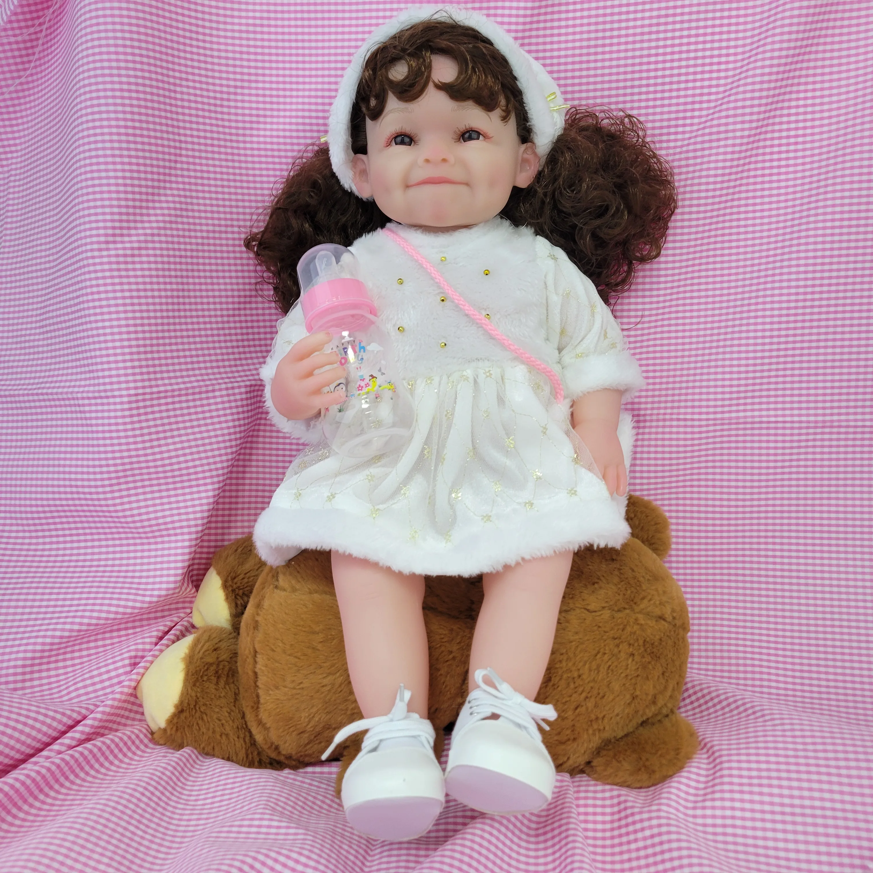 Reborn Baby Dolls Silicone Full Body 22 Inch New Born Real Life Dolls With Clothes Gift For Kids Soft Vinyl Doll