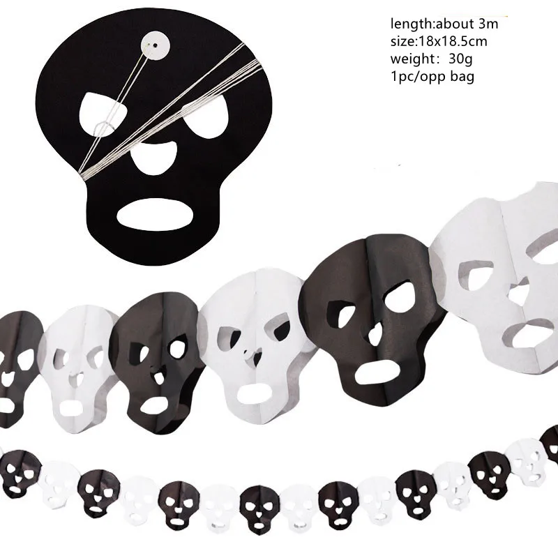 Halloween Party Decorations Horror Props Bunting Bat Pumpkin Ghosts Spider Hanging Paper Garland
