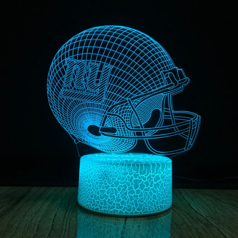 Football Helmet Light Touch Control New York Giants Football Team Light Lamp 7 Color Changing Touch Light