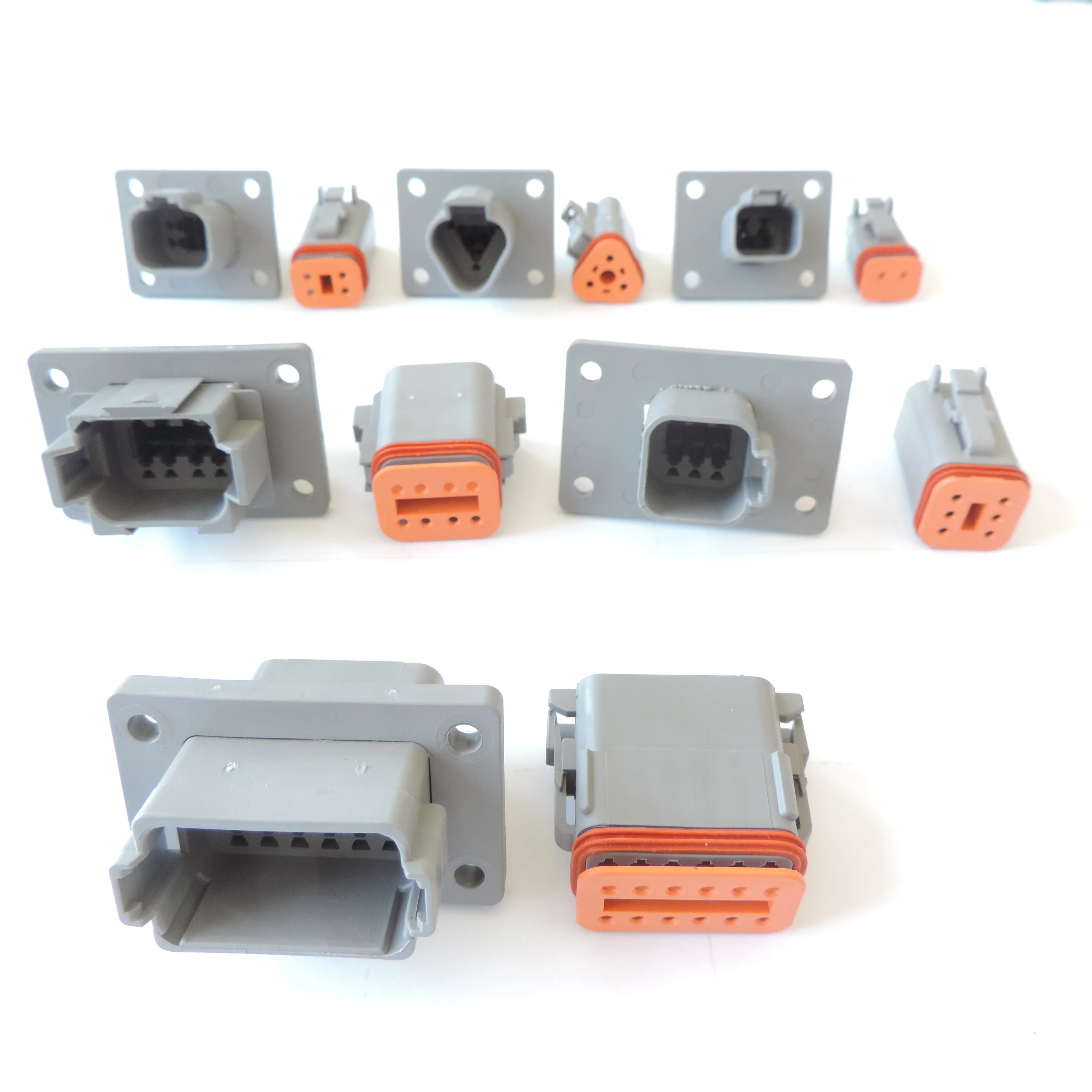 DT 2P,3P,4P,6P,8P,12P way sealed gray male and female auto Waterproof Electrical Wire Connector Plug housing