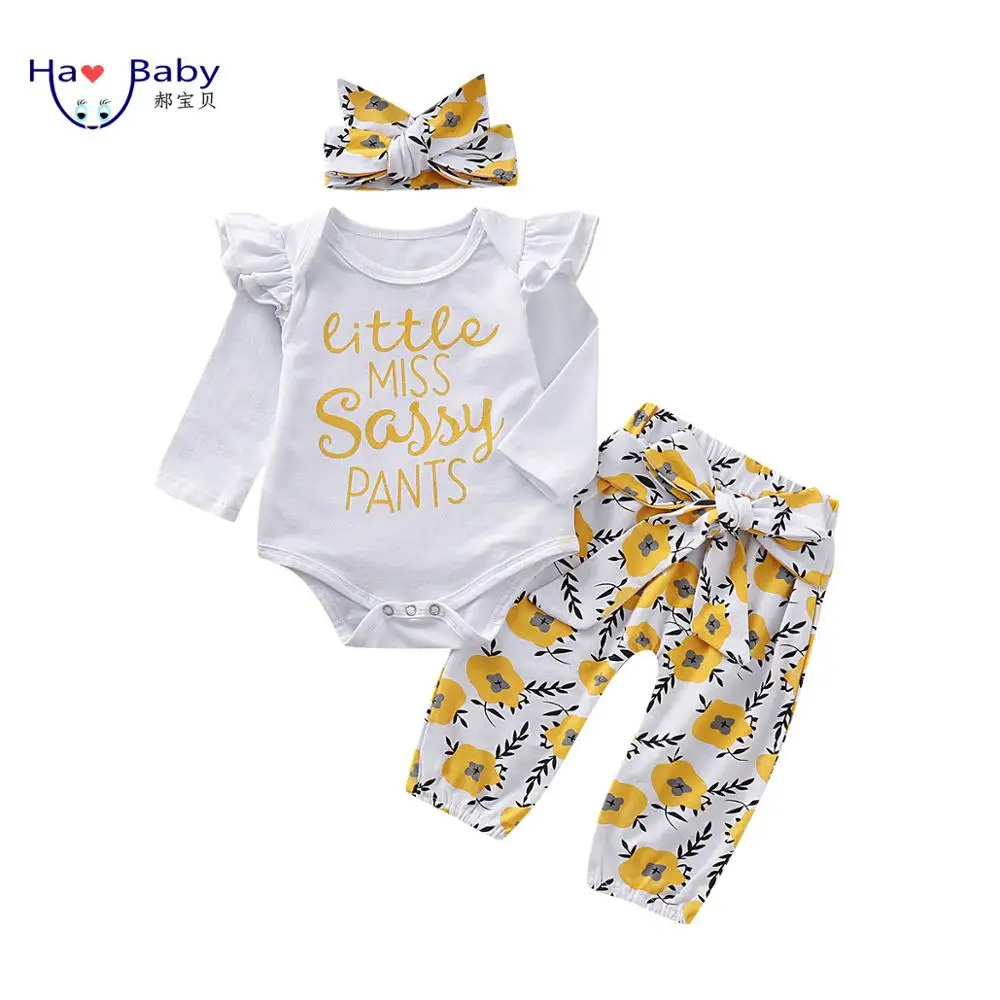 Hao Baby Korean Hot Style Children Print Jacket + Sunflower Print Trousers Gift Clothes Pants Baby Set