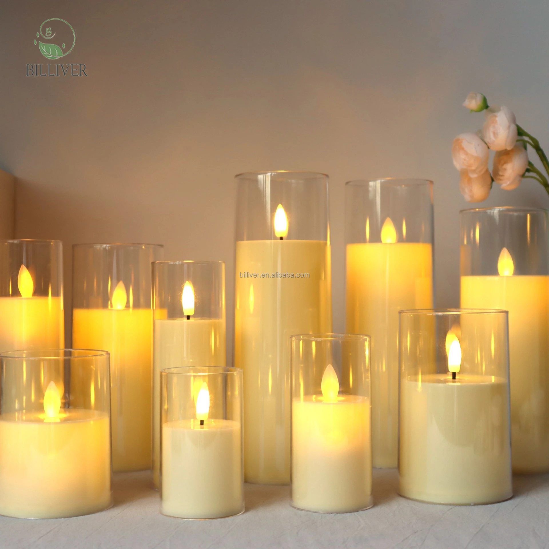 Flameless Wickless Battery Usb Electric Rechargeable Battery Pillar Taper Led Scented Candle With Bullet Flame Plastic Wick