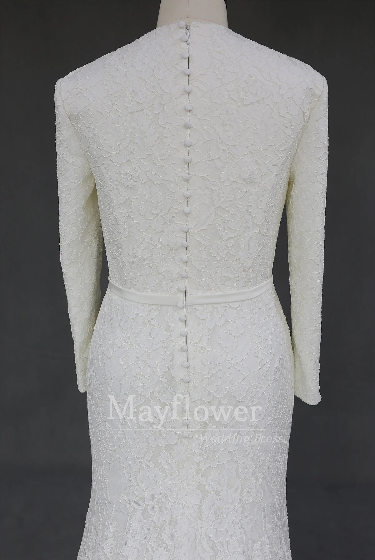 Top quality lace pattern arabic wedding gown long sleeves muslim wedding dress