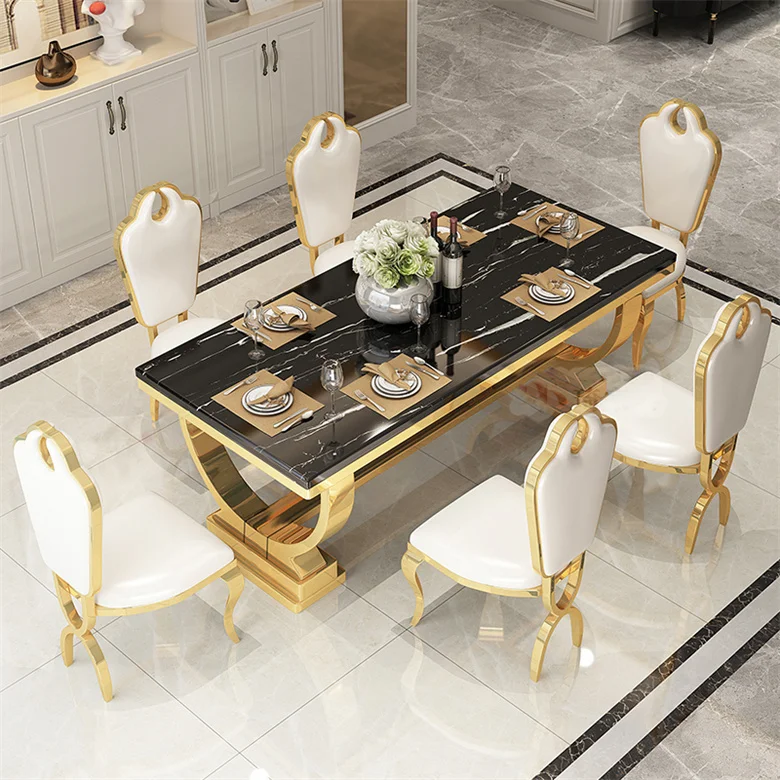 Popular Factory Home Furniture Top Dining Room Table Set Modern Design Cheap Dining Table with Chairs Tempered Glass Beauty Type