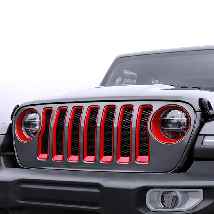 Car Protective Accessories Front Grille HeadLights Headlamp Bezels Cover Trims for Jeep Wrangler JL 2018-2020