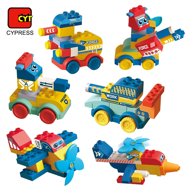 Large Size Building Blocks Toys Set Kids Building Bricks Vehicle Car Airplane Tank Construction Toys