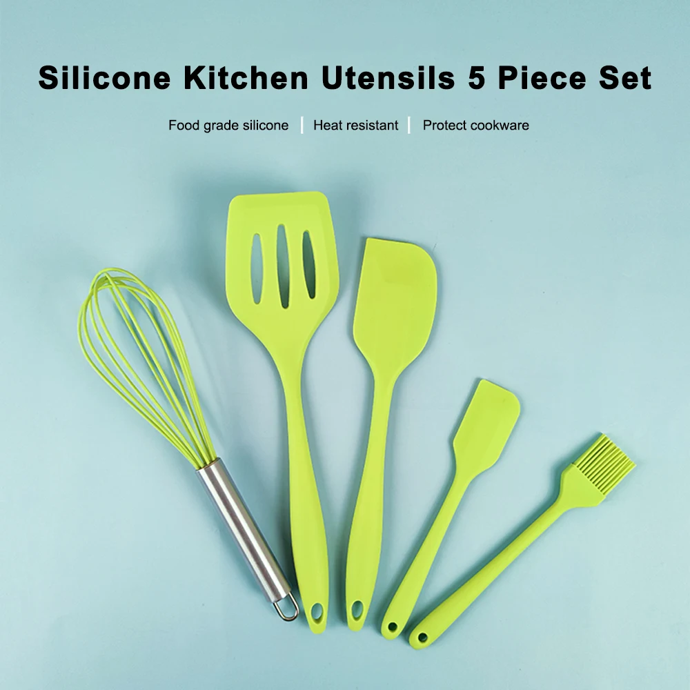Non-stick BPA-free Heat Resistant Silicone Spatula Turner Brush Whisk Cookware Set Silicone Kitchen Utensils