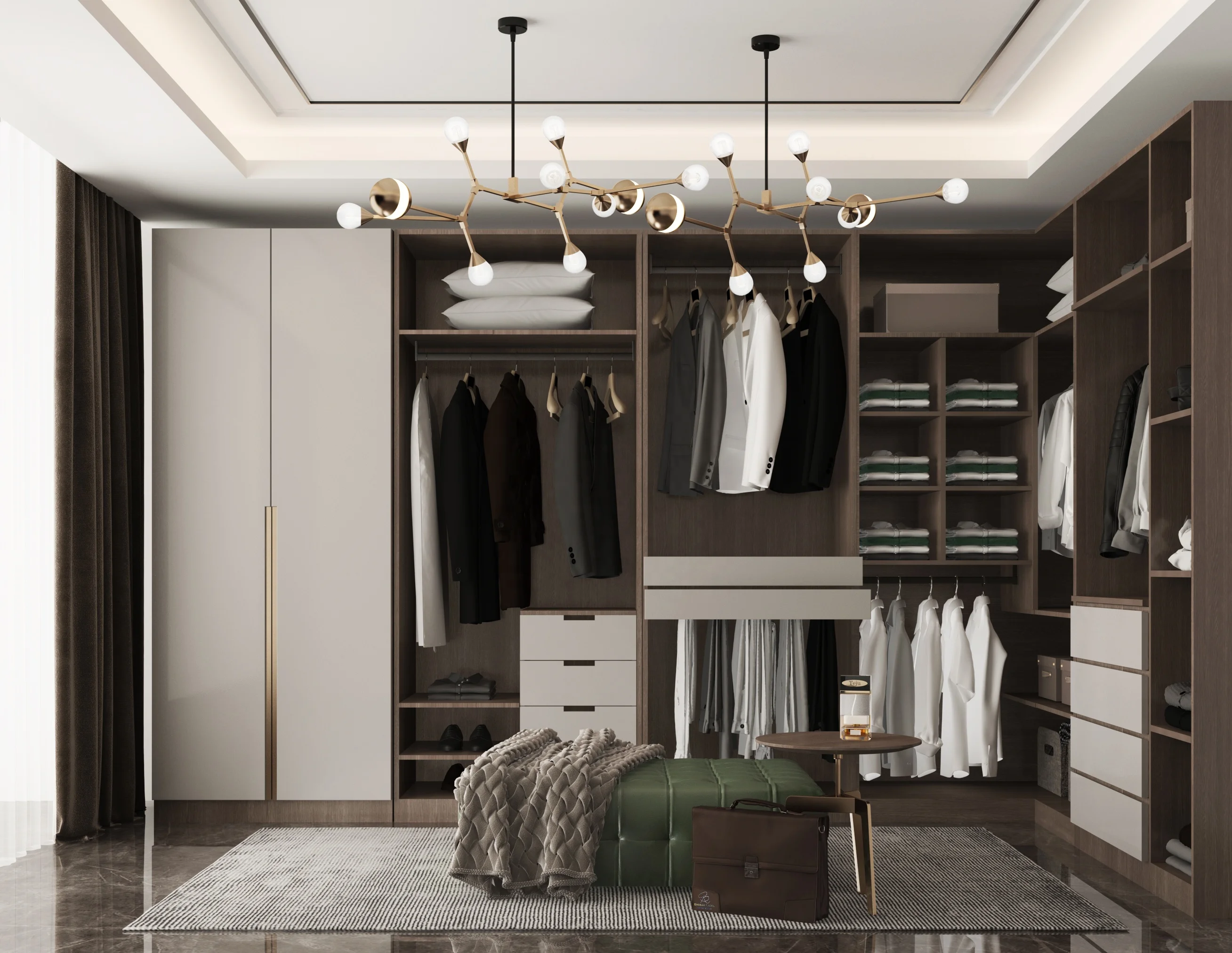 Custom Modern Bedroom Furniture Storage Clothes L-Shape Dressing Design Room Plywood Material Sliding Door Wardrobes For Men