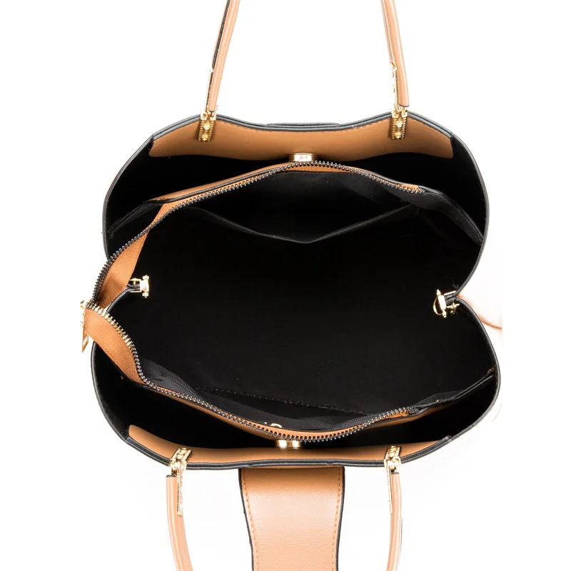 Customs private label OEM logo New arrival PU leather jingpin purses and handbags 2 pieces zipper women hand bags set luxury