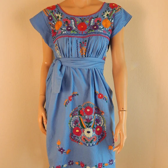 ladies Beach Boho Floral Embroidered Bell Sleeve Tunic Vintage Ruffle Evening Party Turkish Summer Beach Cover Up