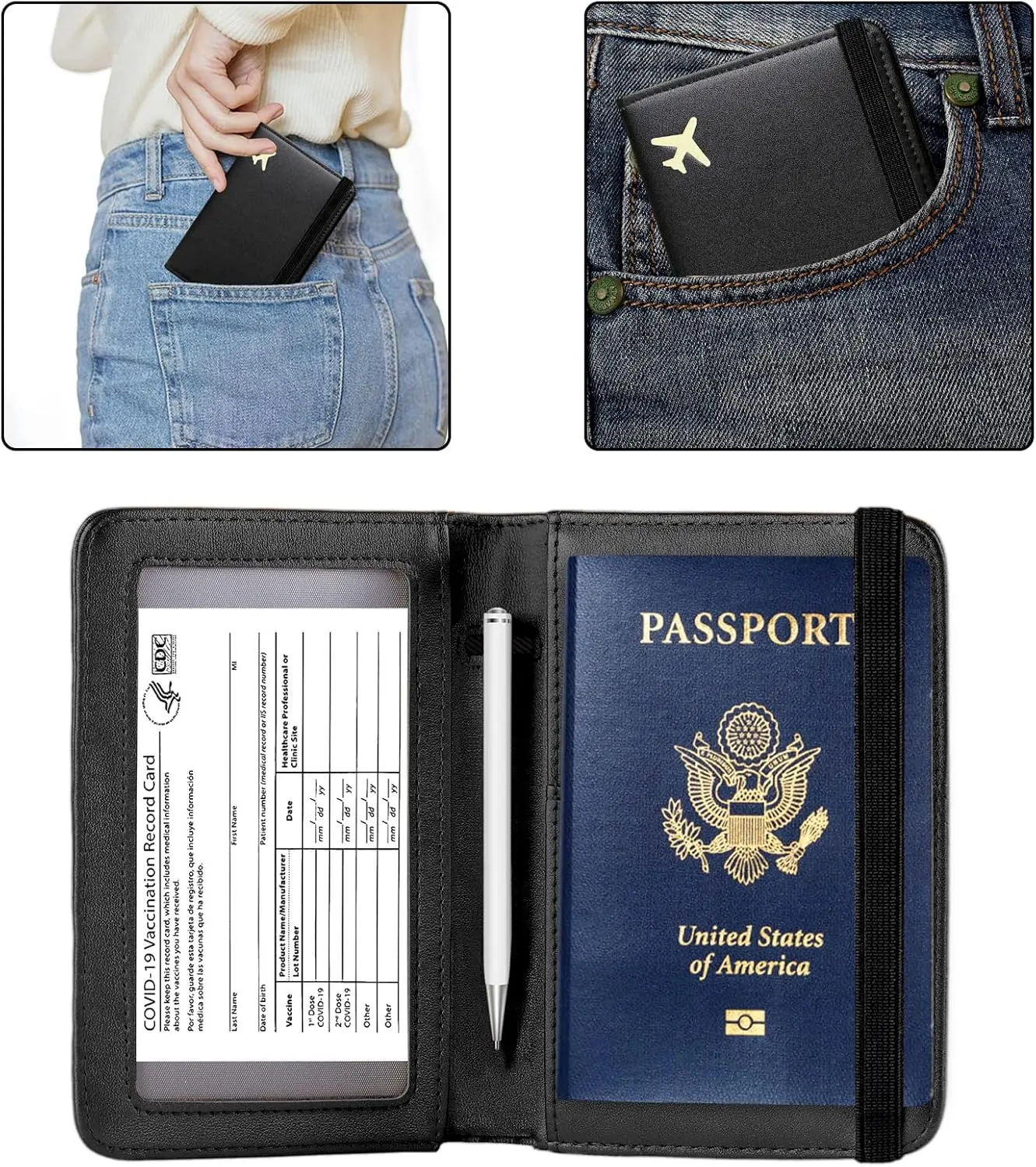 2024 Custom Logo Premium PU Leather Canada Passport Holder Travel Wallet Card Case Money Features New Customizable Checkbook Bag