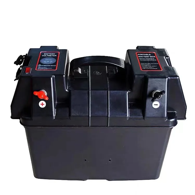 C Multifunctional Portable Outdoor USB12V Battery Box Marine Outdoor Plastic Waterproof 12v Battery Box Camping