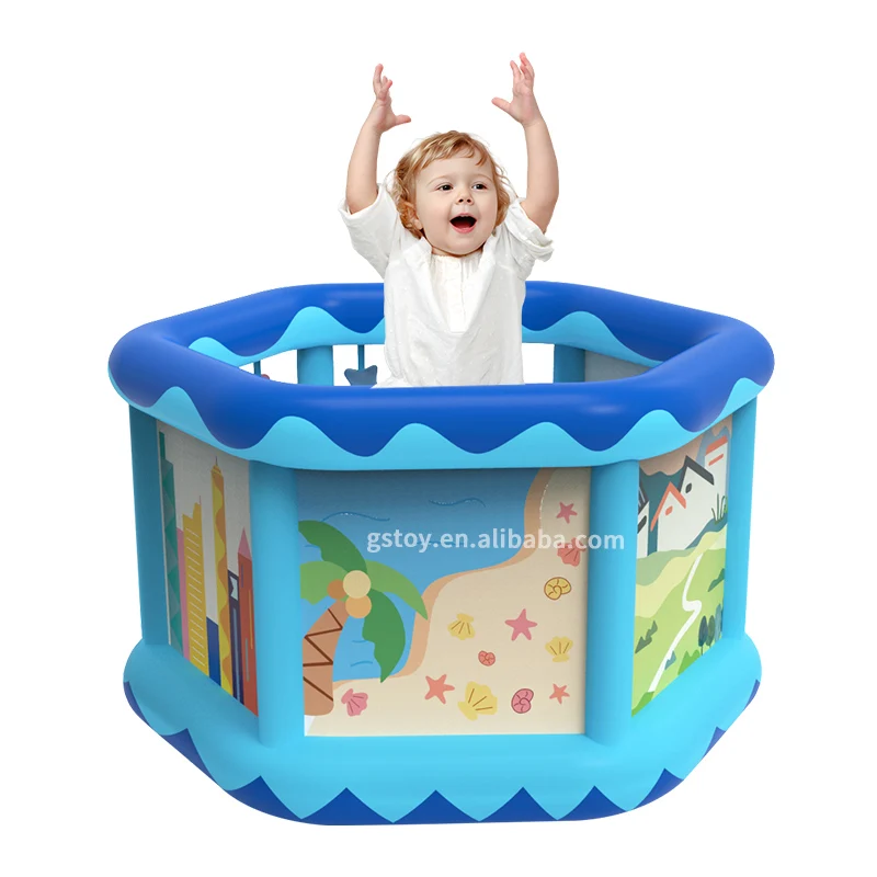 Mini Outdoor Indoor PVC inflatable Soft Side Trampoline Kiddie Toys Hexagon Baby Small Inflatable Bouncer for Kids