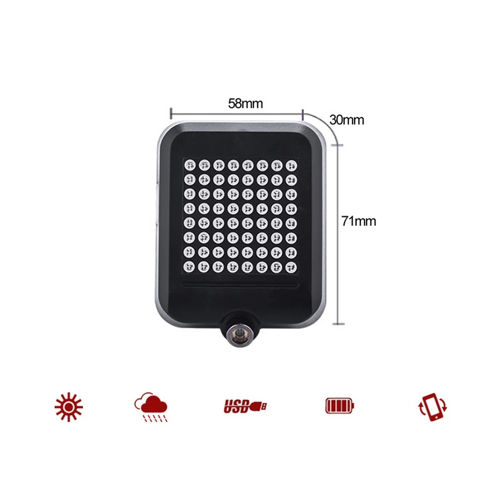 1200mAh ABS USB Rechargeable Rear Bicycle Light Smart Auto Brake Sensing Tail LED Bike Rear Brake Light