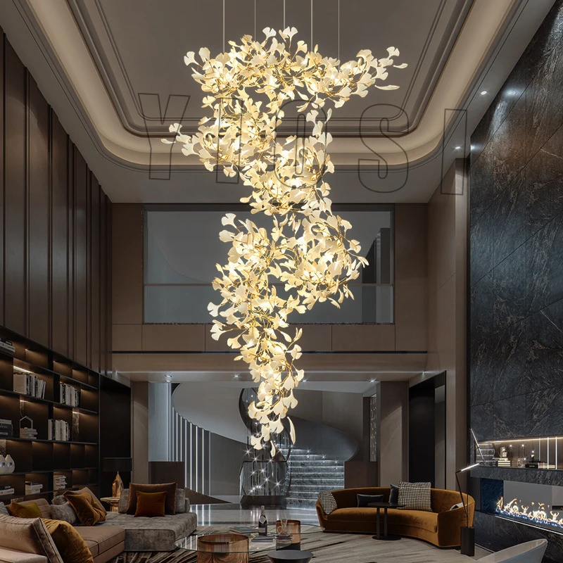 Custom Designed Large Ceramic Chandelier Lighting Indoor Living Room Led Pendant Light Staircase Pendant Lamp