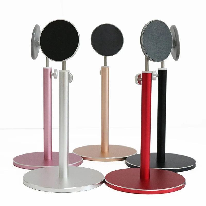 Universal Aluminum Alloy Magnetic Telescopic Desk Mobile Phone Holder Stand Adjustable Height Desktop Smartphone Tablet Stand