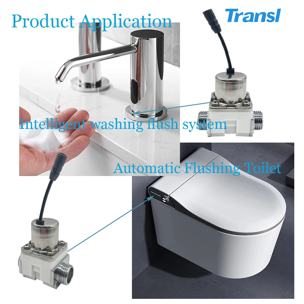 Transl DC 3V 6V 12V G 1/2 inch plastic bistable pulse water automatic touchless urinal toilet flush solenoid valve