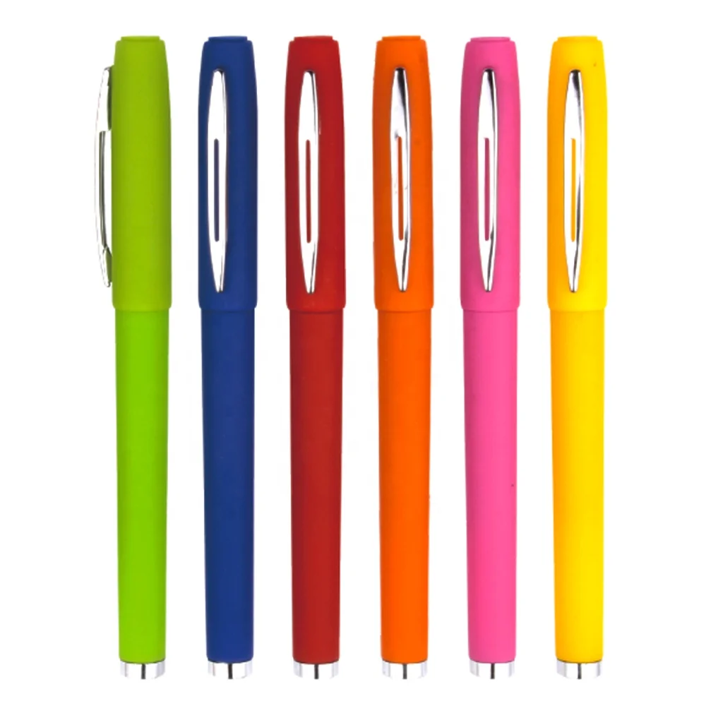 
Free Sample High quality Muit- colour pen promotional hand writing gel pen plastic rubber gel ink pen 