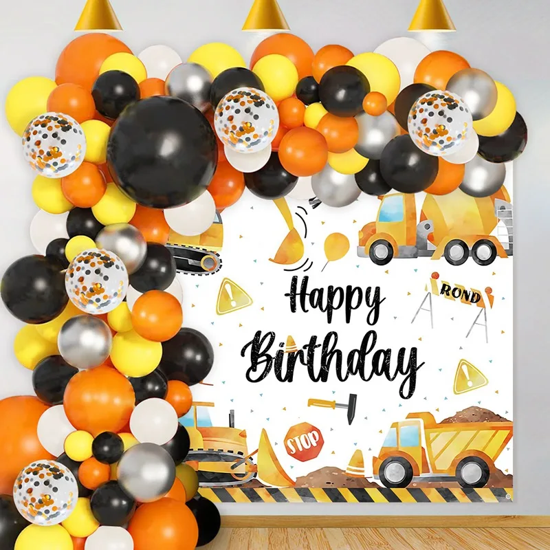 Happy Birthday Party Balloons Arch Garland Disposable Tablecloth Backdrop Party Decorations set for Kids Birthday Party Decor