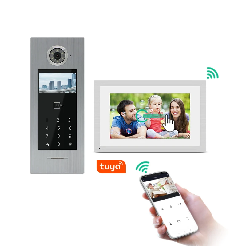 Tuya IP video door phone intercom multi apartment doorbell camera card access works with mobile phone