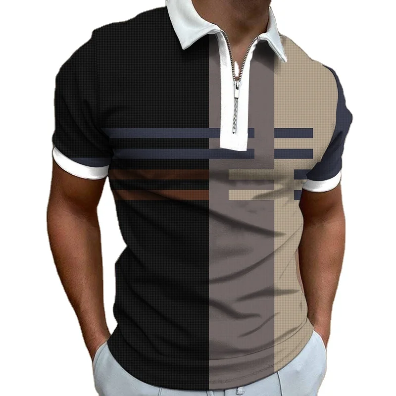 Factory wholesale Short Sleeve Zip T-Shirt casual lapel mens polo shirts t-shirt