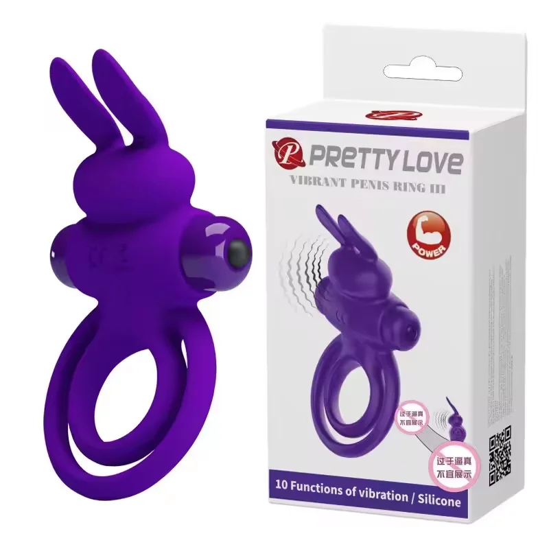 Rabbit Dual Rings Design Vibration Massager for Men,Wearable Vibrating Delay Ring Massage Tools for Make Male Last Longer