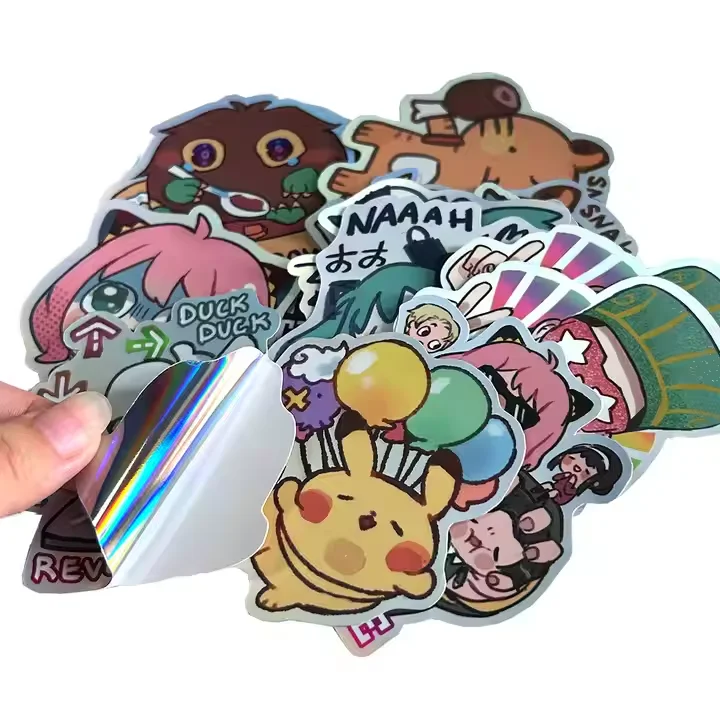 Custom Logo 3D Decorative Holographic Sticker Waterproof UV Printed Adhesive Vinyl and Plastic Glossy Surface Finish